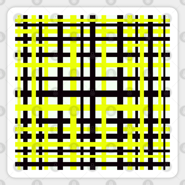 Interlocking Stripes Black White Yellow Sticker by BlakCircleGirl